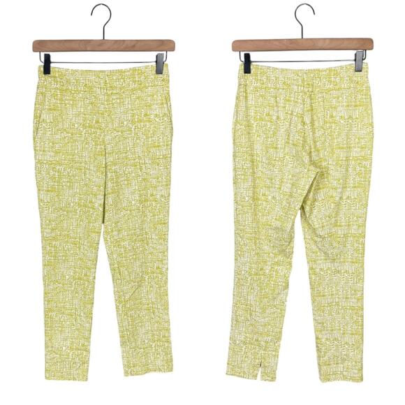 Marla Wynne PETITE Flatter Fit Olive Green Print Stretch Pull On Ankle Pants - Picture 2 of 9